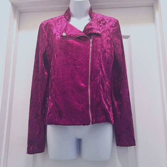 Soho Apparel LTD.-Women's Size Small-Zip Up Front Long Sleeve top/Jacket-Velvet - Picture 3 of 10